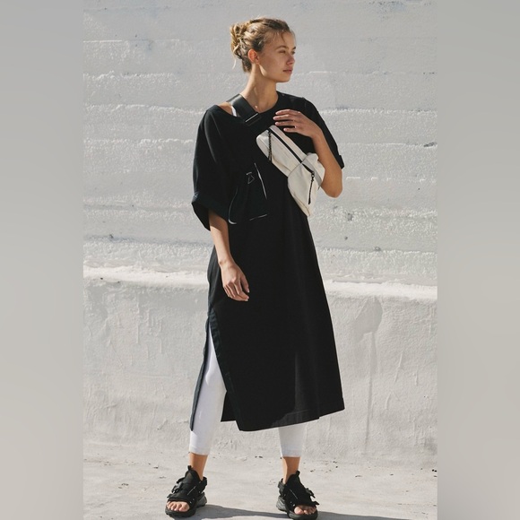 black oversized tunic dress Evdexr Cotton T-Shirt Dress for Womens Linen Maxi Dress Flowy V Neck Short Sleeve Solid Colour Retro Dresses Long Oversized Tunic Summer Shirt Dress with Pockets Black S